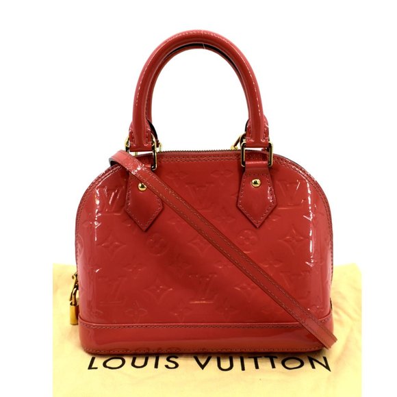 LOUIS VUITTON  Alma BB Monogram Vernis Satchel Shoulder Bag Red - Picture 3 of 14
